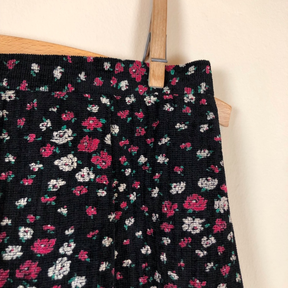 vintage‎ 90s criss cross textured corduroy skirt black ditsy floral a line midi - Picture 10 of 12